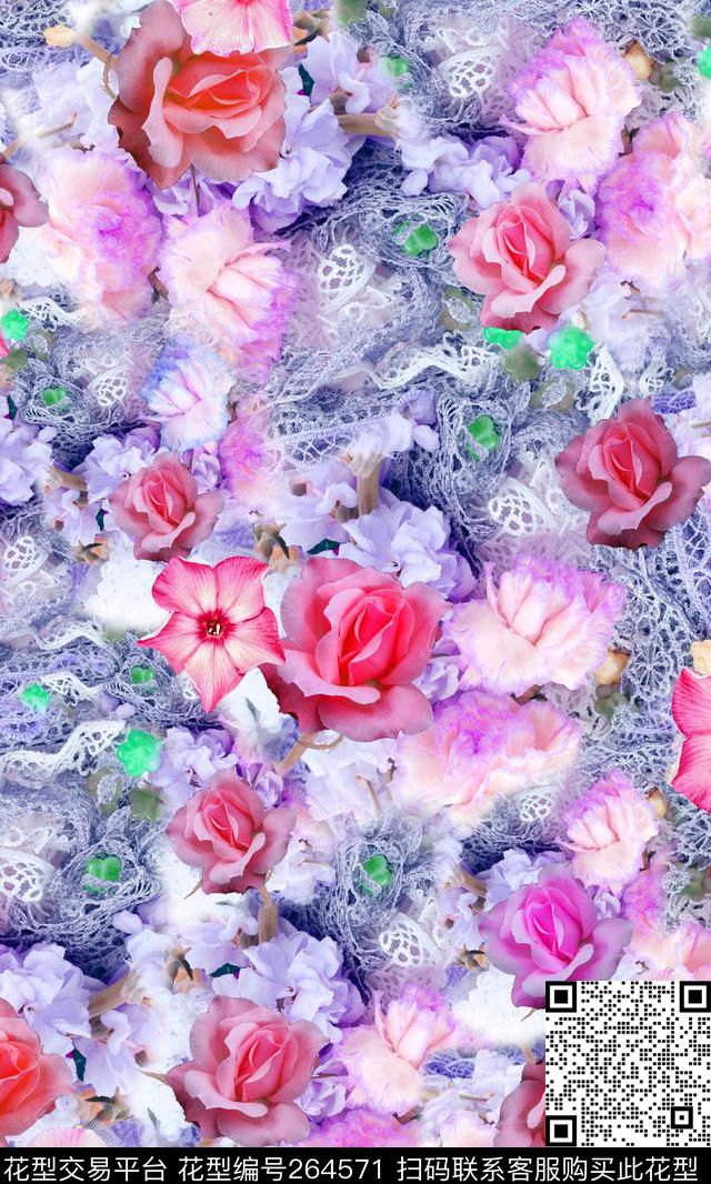 花卉花朵花瓣数码印花华亿平台下载（图片编号: 264571） - 瓦栏（Walan）