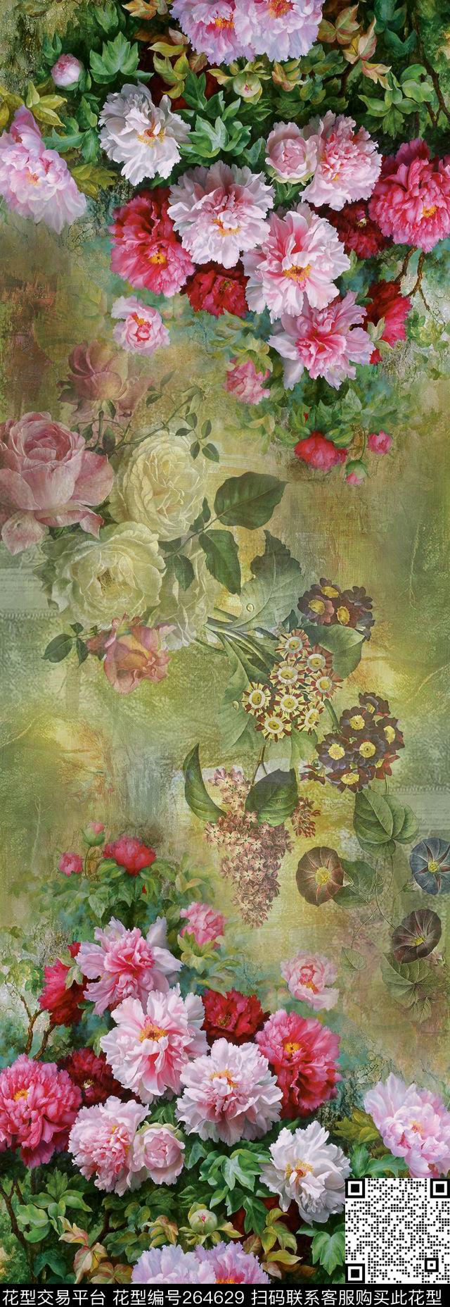 围巾长巾中国风数码印花华亿平台下载（图片编号: 264629） - 瓦栏（Walan）