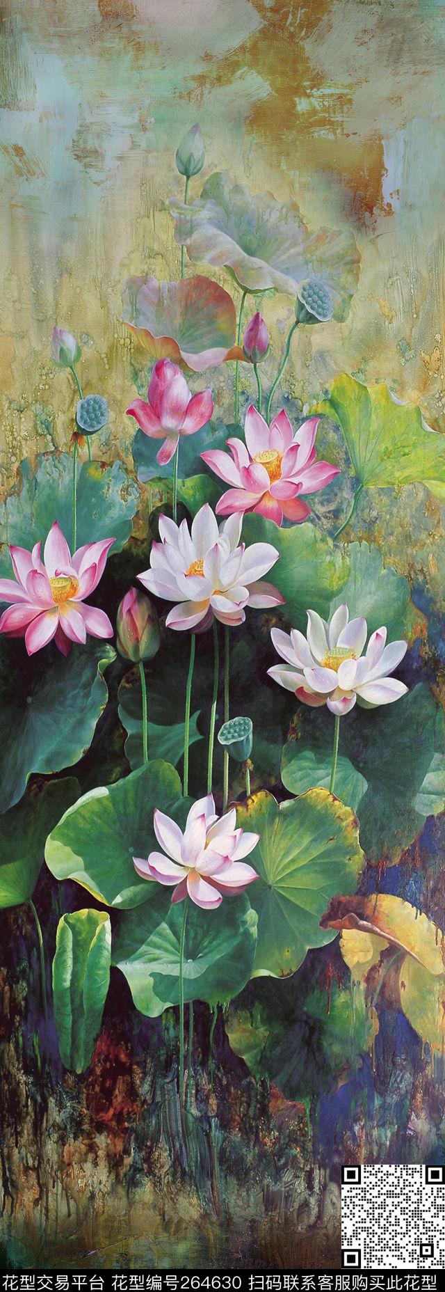 中国风围巾长巾数码印花华亿平台下载（图片编号: 264630） - 瓦栏（Walan）