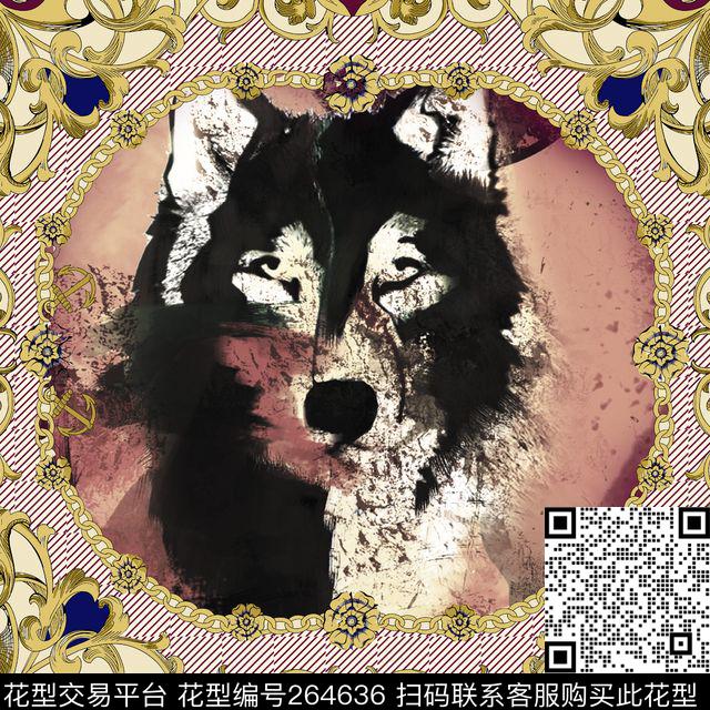 动物头像花纹复古数码印花华亿平台下载（图片编号: 264636） - 瓦栏（Walan）