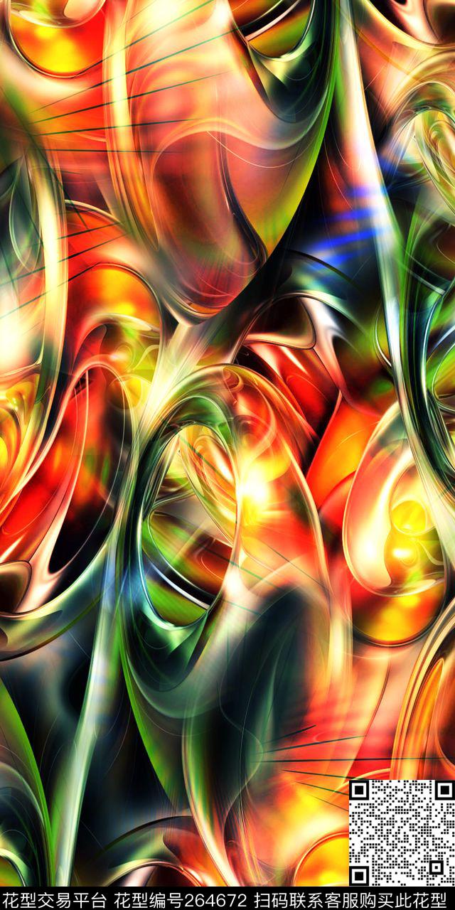 抽象绚丽迷幻数码印花华亿平台下载（图片编号: 264672） - 瓦栏（Walan）