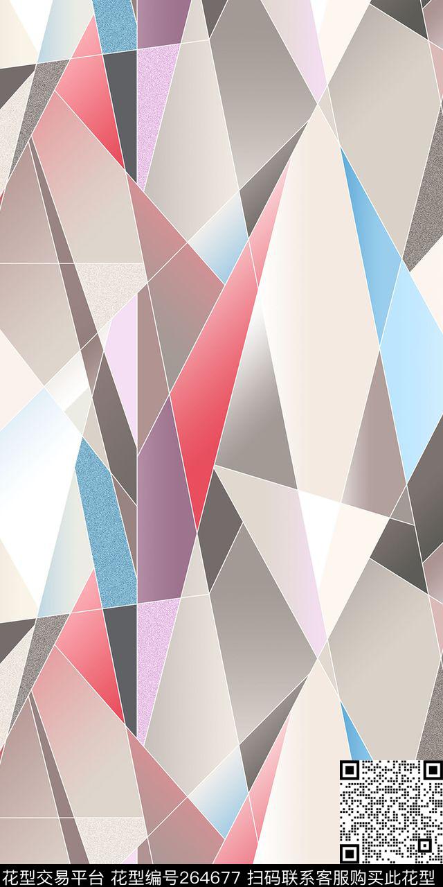 几何色块渐变数码印花华亿平台下载（图片编号: 264677） - 瓦栏（Walan）