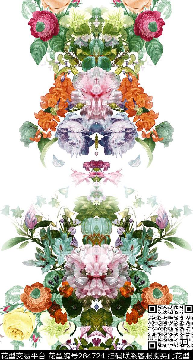 定位花卉植物数码印花华亿平台下载（图片编号: 264724） - 瓦栏（Walan）