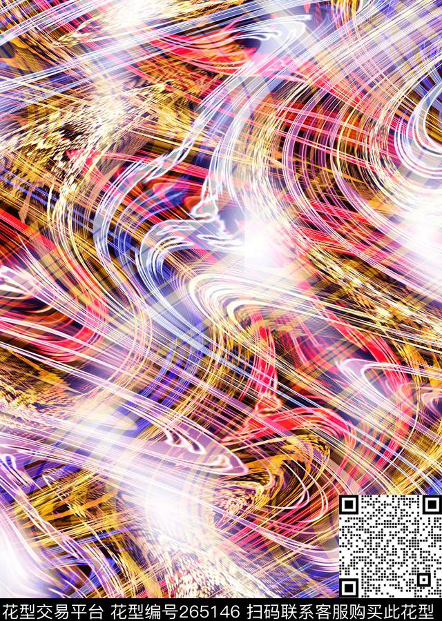 线条弯曲错觉波纹彩色数码印花华亿平台下载（图片编号: 265146） - 瓦栏（Walan）