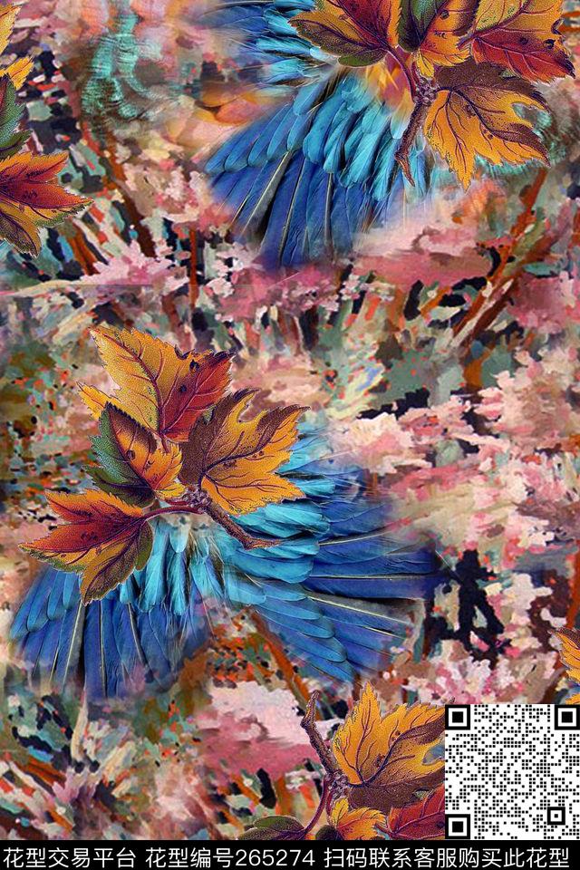 花卉树木鸟数码印花华亿平台下载（图片编号: 265274） - 瓦栏（Walan）