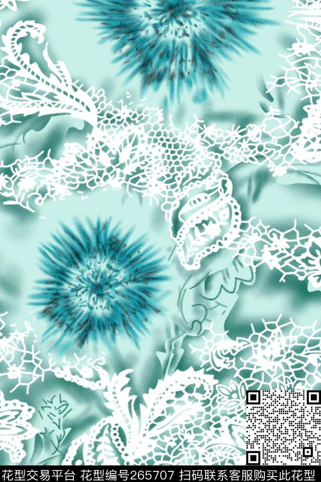 蕾丝花纹花样传统印花华亿平台下载（图片编号: 265707） - 瓦栏（Walan）