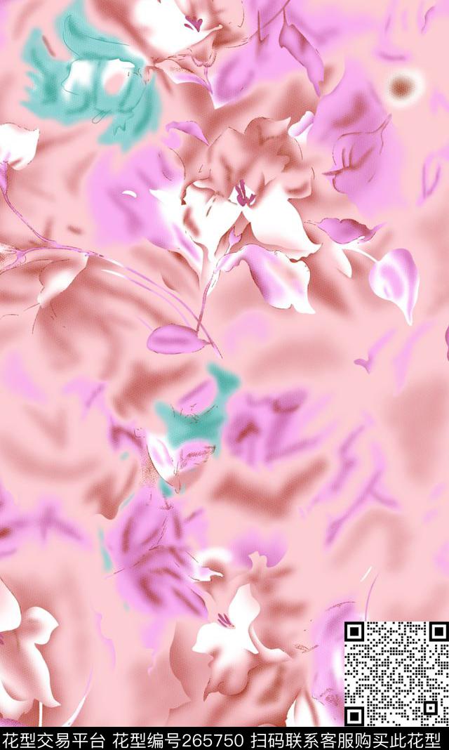 水粉花卉温馨传统印花华亿平台下载（图片编号: 265750） - 瓦栏（Walan）