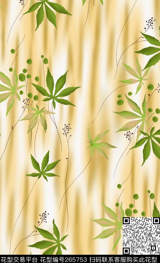 树叶叶子朦胧传统印花华亿平台下载（图片编号: 265753） - 瓦栏（Walan）
