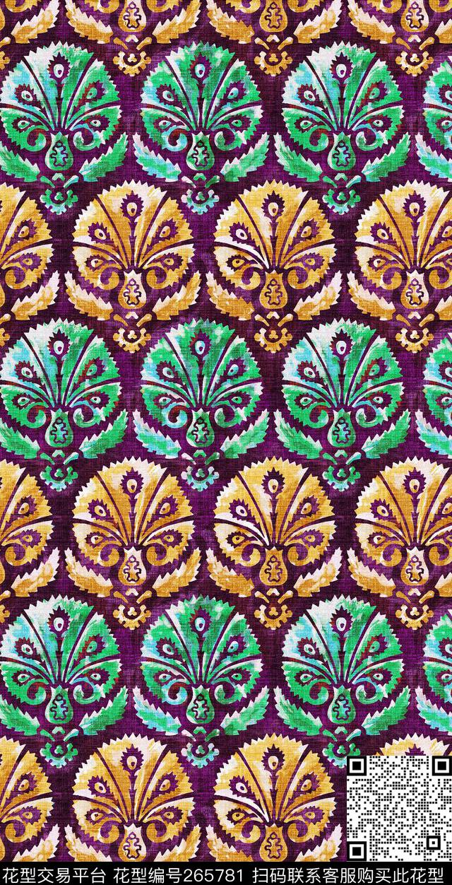 民族风部落传统数码印花华亿平台下载（图片编号: 265781） - 瓦栏（Walan）