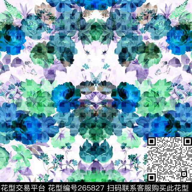 几何花卉清新数码印花华亿平台下载（图片编号: 265827） - 瓦栏（Walan）