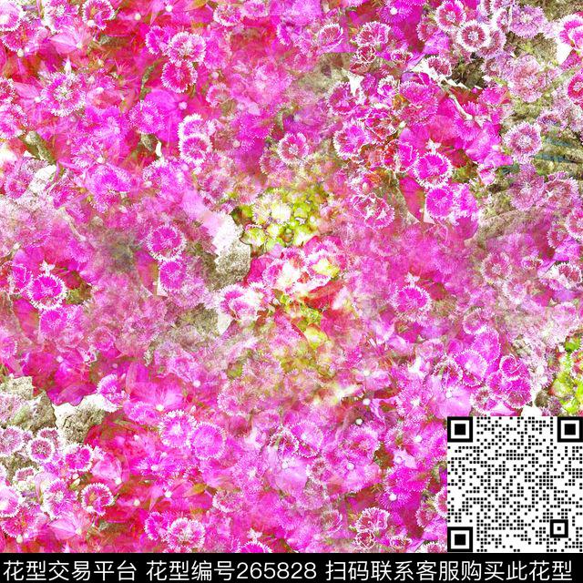 满底花卉浪漫粉色数码印花华亿平台下载（图片编号: 265828） - 瓦栏（Walan）