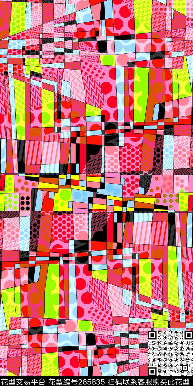 抽象色块现代数码印花华亿平台下载（图片编号: 265835） - 瓦栏（Walan）