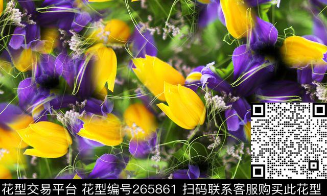 花卉郁金香数码印花华亿平台下载（图片编号: 265861） - 瓦栏（Walan）