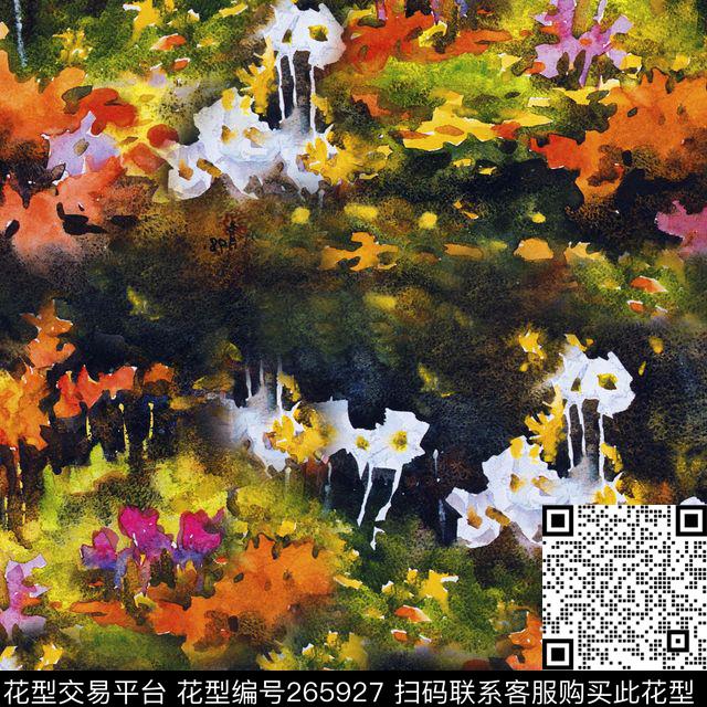 水彩花卉田园数码印花华亿平台下载（图片编号: 265927） - 瓦栏（Walan）