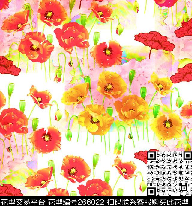 自然花卉色块数码印花华亿平台下载（图片编号: 266022） - 瓦栏（Walan）