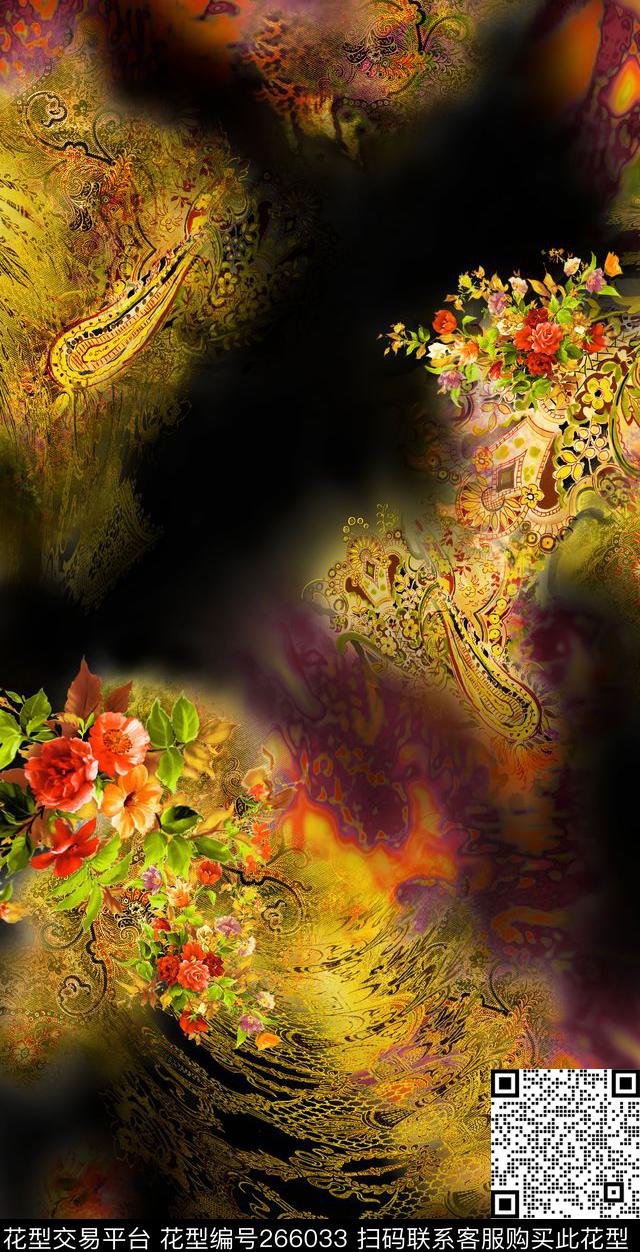 花卉珠花庄重数码印花华亿平台下载（图片编号: 266033） - 瓦栏（Walan）