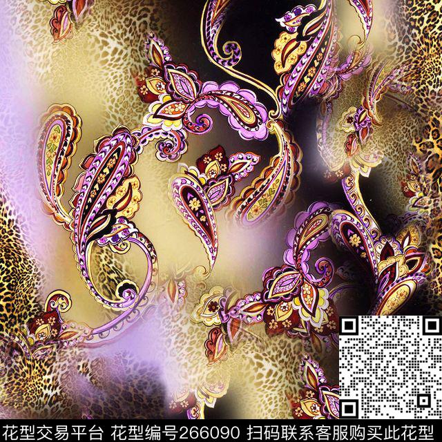 豹纹动物纹佩斯利数码印花华亿平台下载（图片编号: 266090） - 瓦栏（Walan）