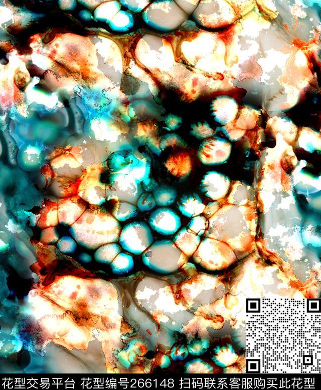 抽象水波晕染数码印花华亿平台下载（图片编号: 266148） - 瓦栏（Walan）