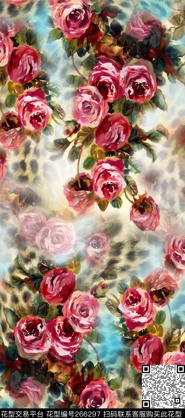 定位独幅花卉数码印花华亿平台下载（图片编号: 266297） - 瓦栏（Walan）
