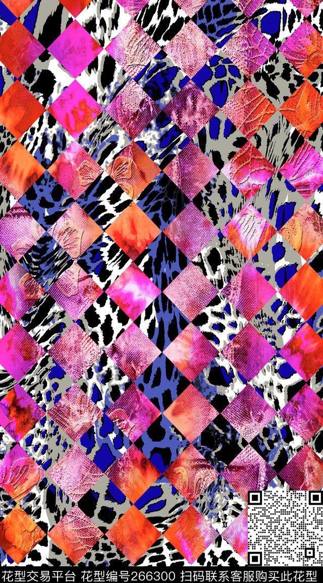 格子棋盘格动物纹数码印花华亿平台下载（图片编号: 266300） - 瓦栏（Walan）