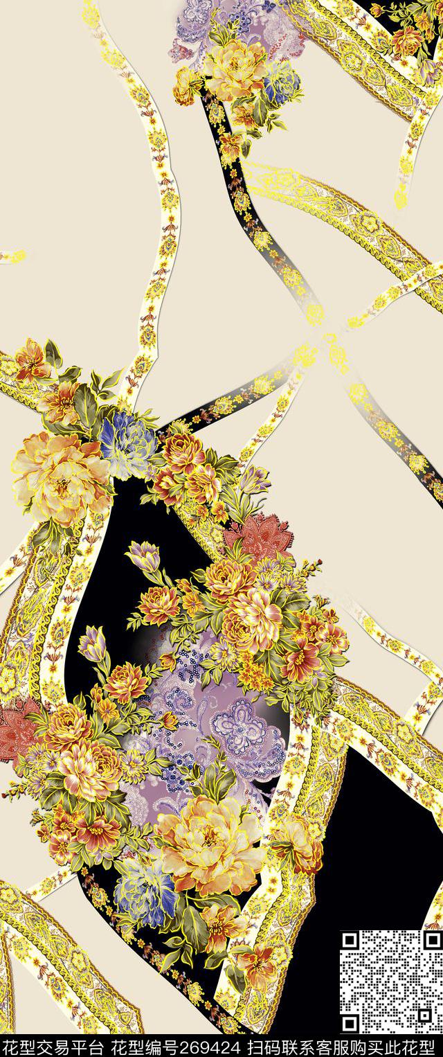 定位花卉宫廷风数码印花华亿平台下载（图片编号: 269424） - 瓦栏（Walan）