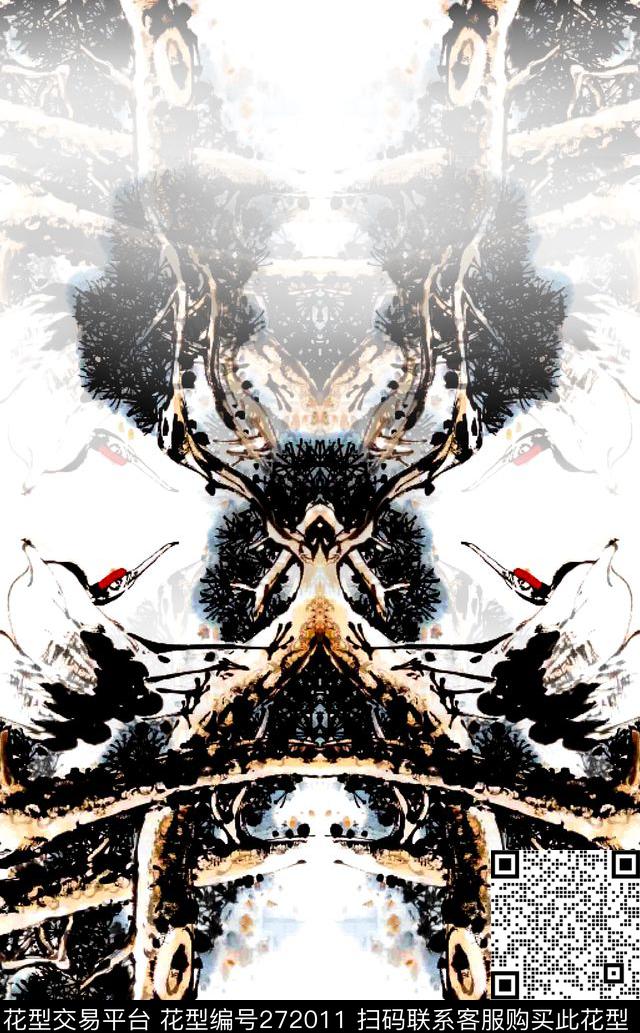 定位中国风对称数码印花华亿平台下载（图片编号: 272011） - 瓦栏（Walan）