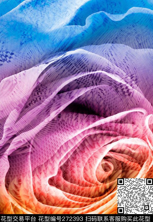 大花绚丽彩色数码印花华亿平台下载（图片编号: 272393） - 瓦栏（Walan）