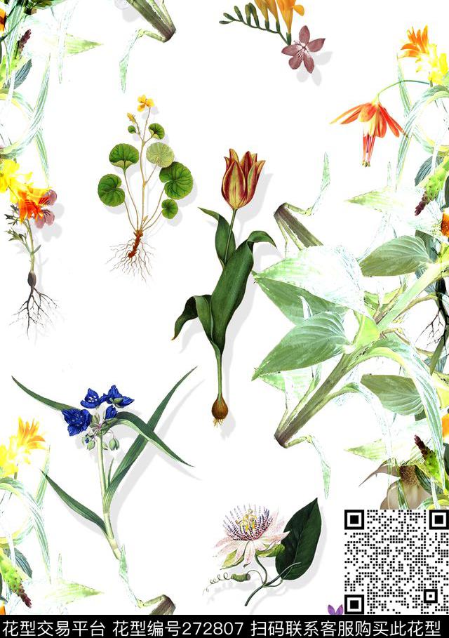 植物花鸟花园数码印花华亿平台下载（图片编号: 272807） - 瓦栏（Walan）