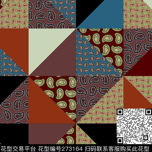 几何三角形拼接传统印花华亿平台下载（图片编号: 273164） - 瓦栏（Walan）