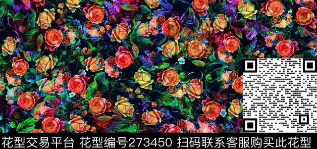 花卉满底花朵数码印花华亿平台下载（图片编号: 273450） - 瓦栏（Walan）