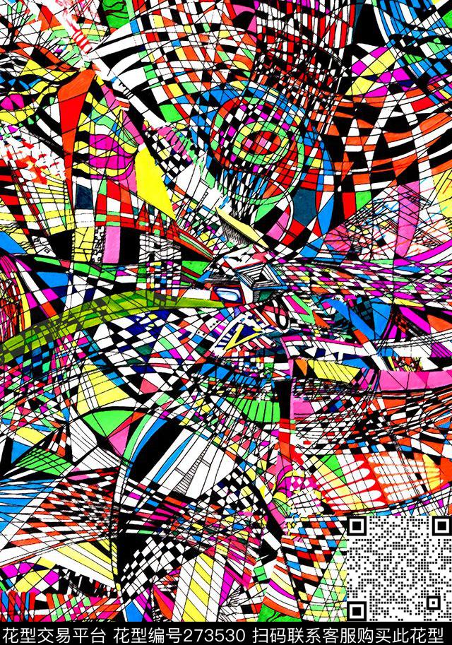 优惠撞色抽象数码印花华亿平台下载（图片编号: 273530） - 瓦栏（Walan）