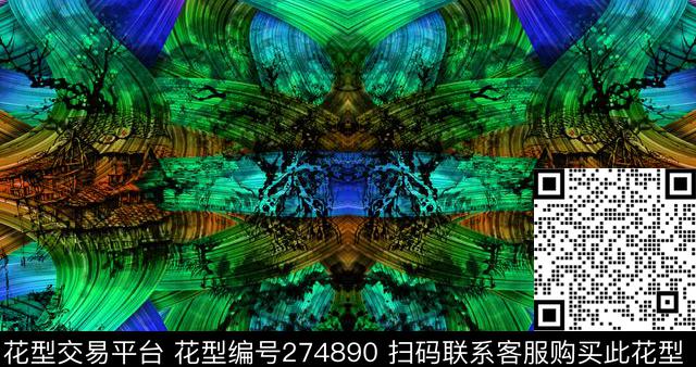 抽象对称镜像数码印花华亿平台下载（图片编号: 274890） - 瓦栏（Walan）