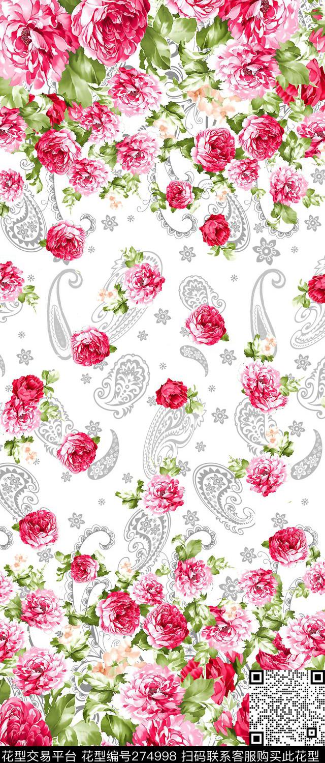 花卉玫瑰定位传统印花华亿平台下载（图片编号: 274998） - 瓦栏（Walan）