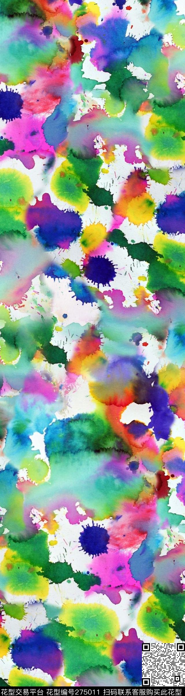 肌理水彩抽象数码印花华亿平台下载（图片编号: 275011） - 瓦栏（Walan）