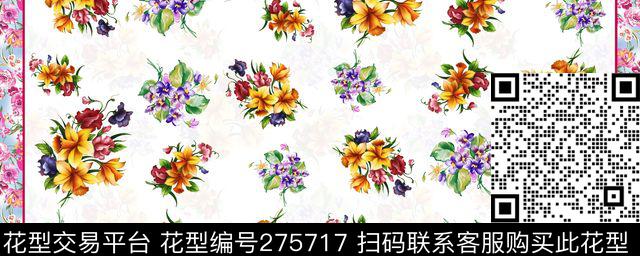 花卉花朵白底传统印花华亿平台下载（图片编号: 275717） - 瓦栏（Walan）
