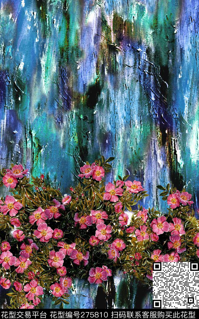 定位肌理笔触数码印花华亿平台下载（图片编号: 275810） - 瓦栏（Walan）