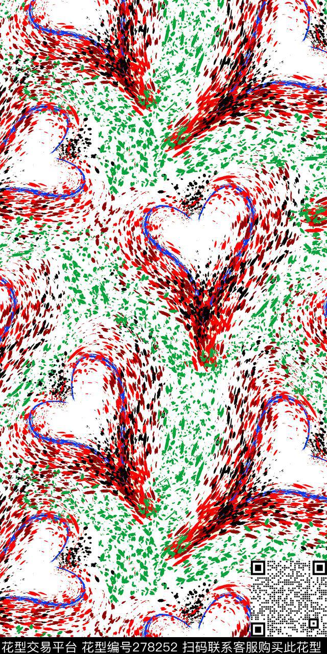肌理抽象爱心传统印花华亿平台下载（图片编号: 278252） - 瓦栏（Walan）