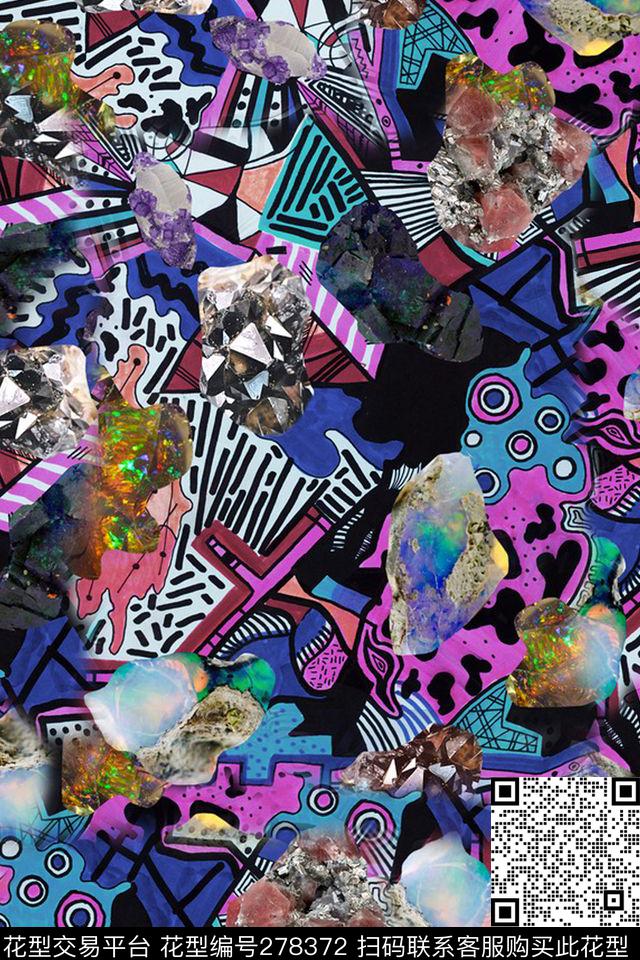 几何民族风石头数码印花华亿平台下载（图片编号: 278372） - 瓦栏（Walan）