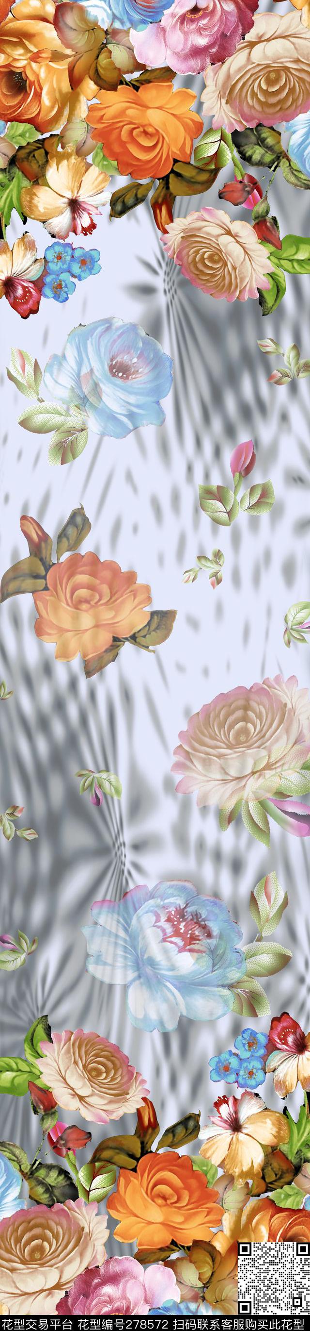 定位花卉花朵数码印花华亿平台下载（图片编号: 278572） - 瓦栏（Walan）