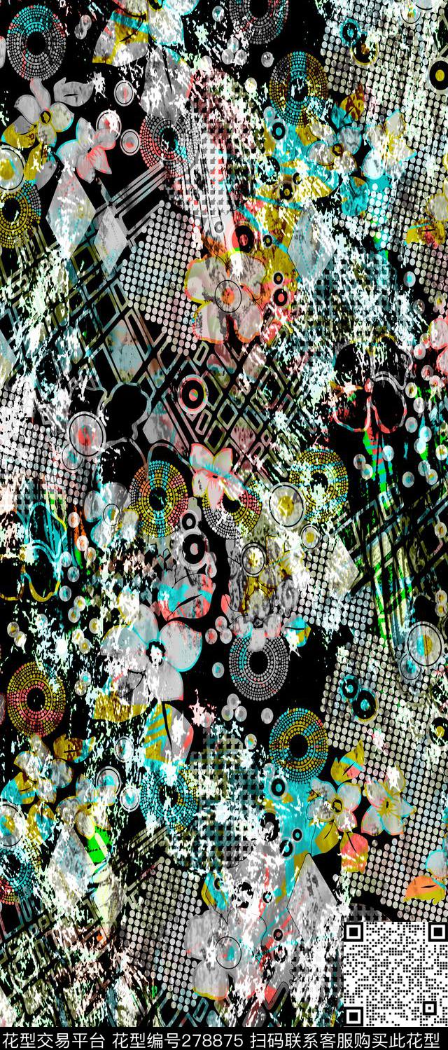 抽象斑驳肌理数码印花华亿平台下载（图片编号: 278875） - 瓦栏（Walan）