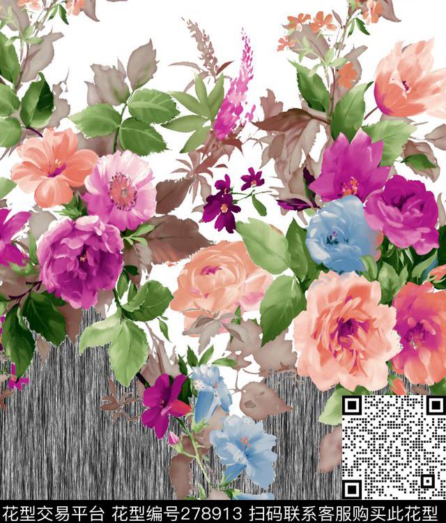 定位花卉植物数码印花华亿平台下载（图片编号: 278913） - 瓦栏（Walan）