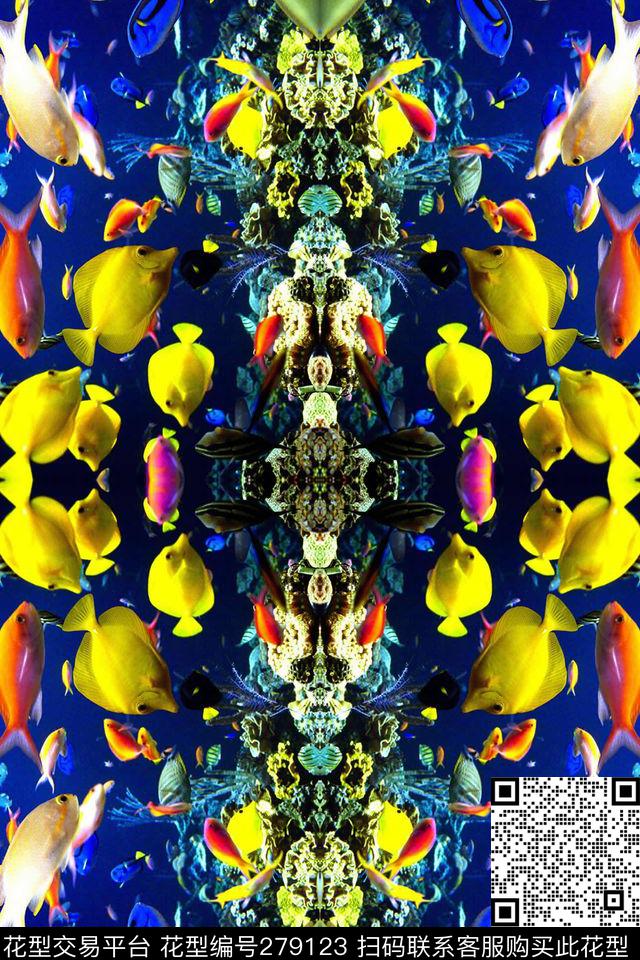 海洋海底动物数码印花华亿平台下载（图片编号: 279123） - 瓦栏（Walan）