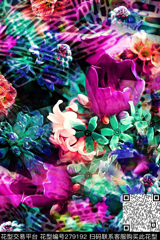 花卉花朵纹理数码印花华亿平台下载（图片编号: 279192） - 瓦栏（Walan）
