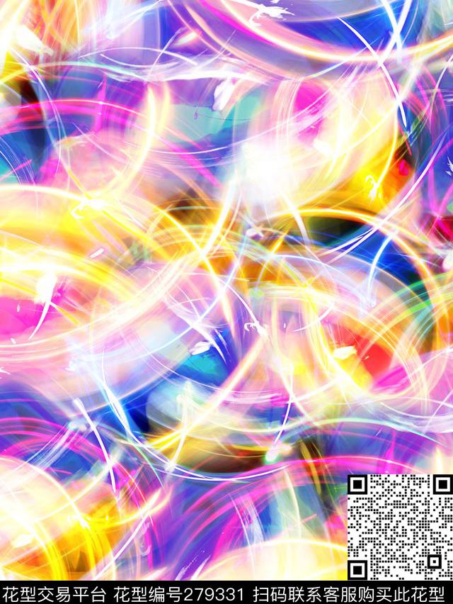 抽象光线绚丽数码印花华亿平台下载（图片编号: 279331） - 瓦栏（Walan）
