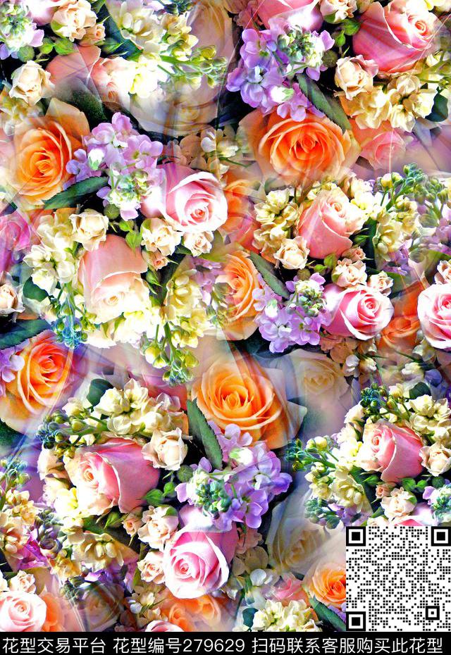 满底花卉花朵数码印花华亿平台下载（图片编号: 279629） - 瓦栏（Walan）