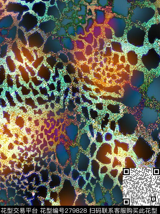 豹纹炫彩渐变数码印花华亿平台下载（图片编号: 279828） - 瓦栏（Walan）