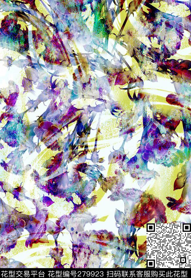 炫彩花卉水果抽象数码印花华亿平台下载（图片编号: 279923） - 瓦栏（Walan）