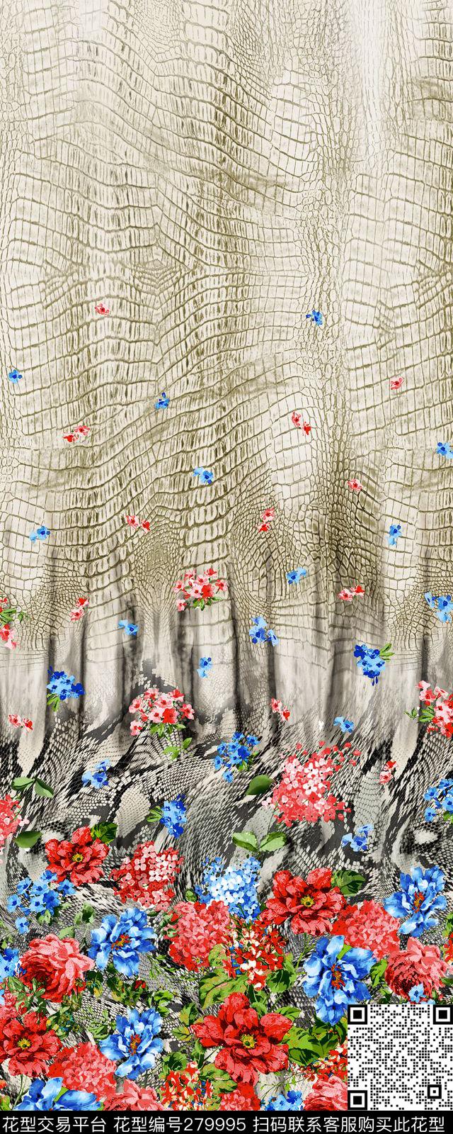 动物纹花卉数码印花华亿平台下载（图片编号: 279995） - 瓦栏（Walan）