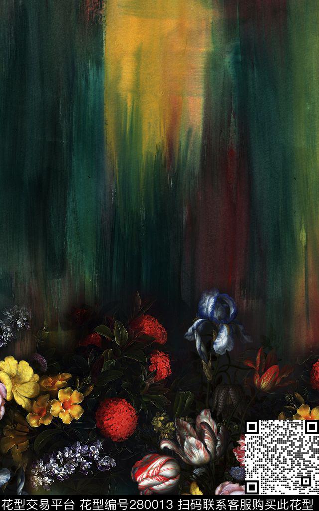 油画花卉手绘数码印花华亿平台下载（图片编号: 280013） - 瓦栏（Walan）
