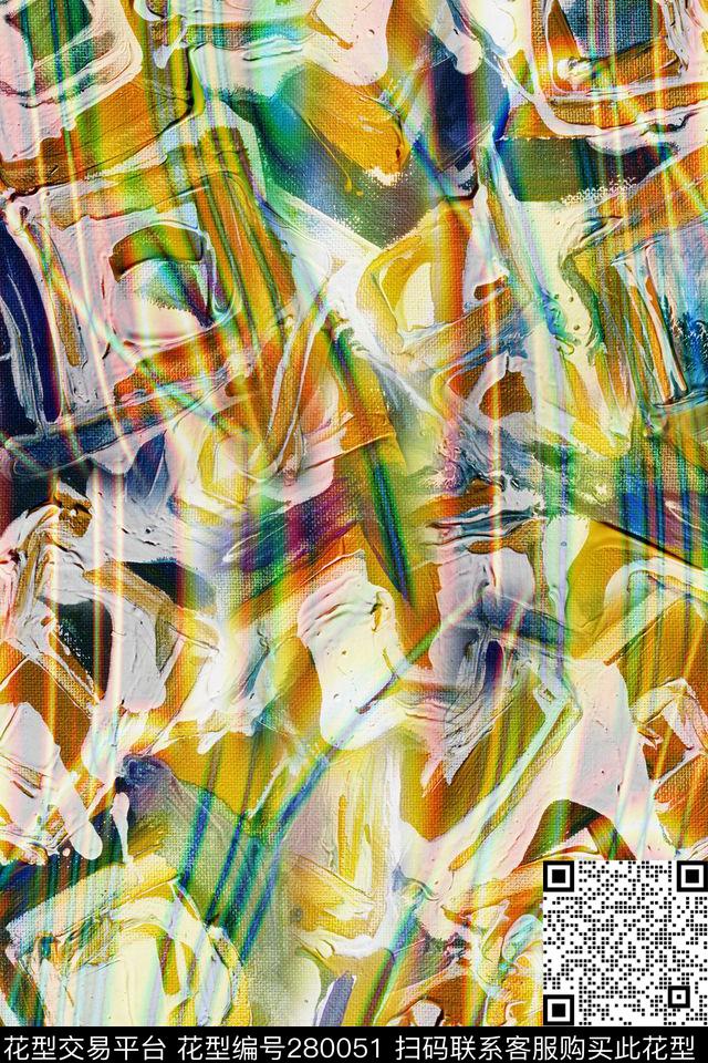 几何抽象艺术数码印花华亿平台下载（图片编号: 280051） - 瓦栏（Walan）